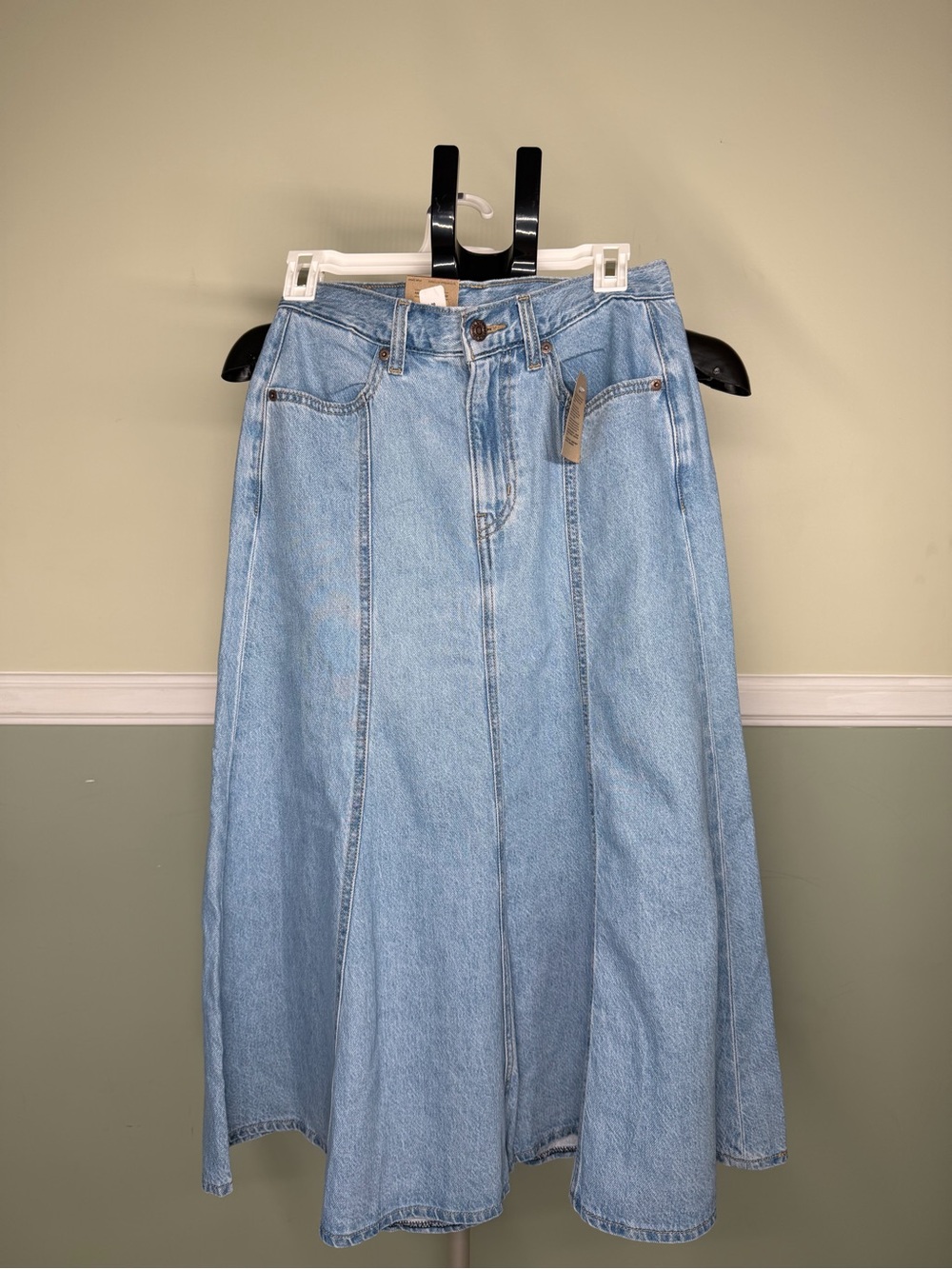 Levi's Light Blue Flared Midi Denim Skirt